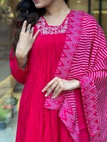 Rani Pink Viscose Silk Readymade Kurti